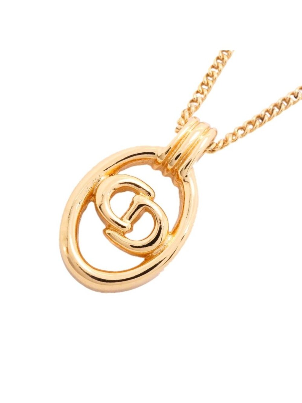 Dior Necklace CD Logo Oval Gold Plated